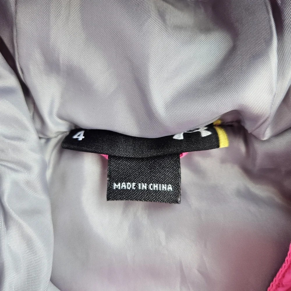 Under Armour Winter Puffer Coat Pink Water Resistant 4 Hooded Outdoor Pockets